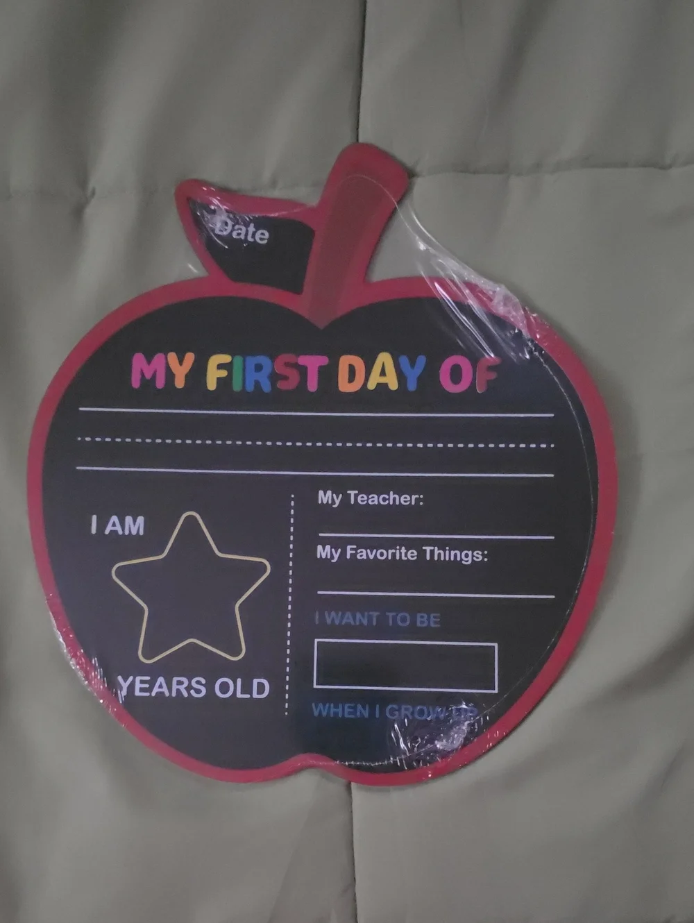 My First Day Of School Chalkboard Sign